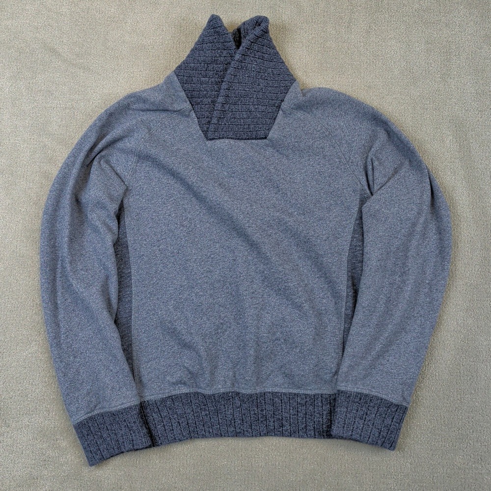 L.O.G.G. H&M Sweatshirt Mens XS Blue Gray Shawl Collar Fleece Pullover Ribbed